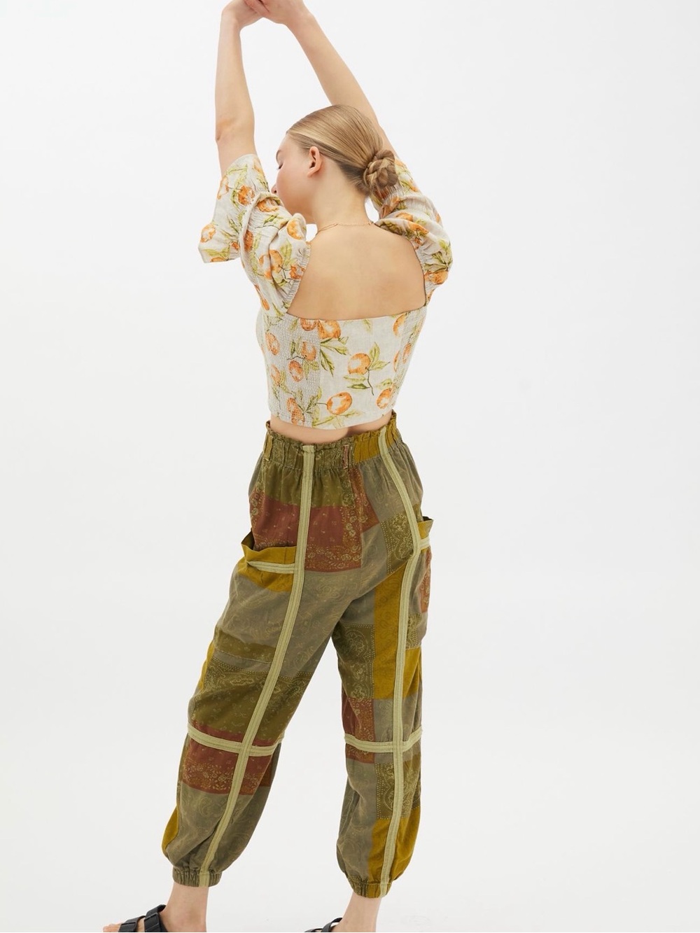Urban Outfitters Isla Linen Patchwork Pants Size Large - Picture 3 of 9